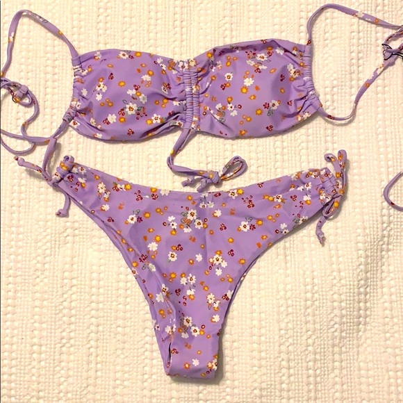 Lavender Flower Swimsuit - Picture 1 of 6